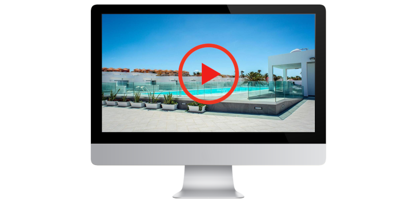 imagen de una pantalla de ordenador en la que aparece una imagen de Hotel Taimar, cliente de Tenyus Social Ware, y el icono de play para pulsar y ver el vídeo